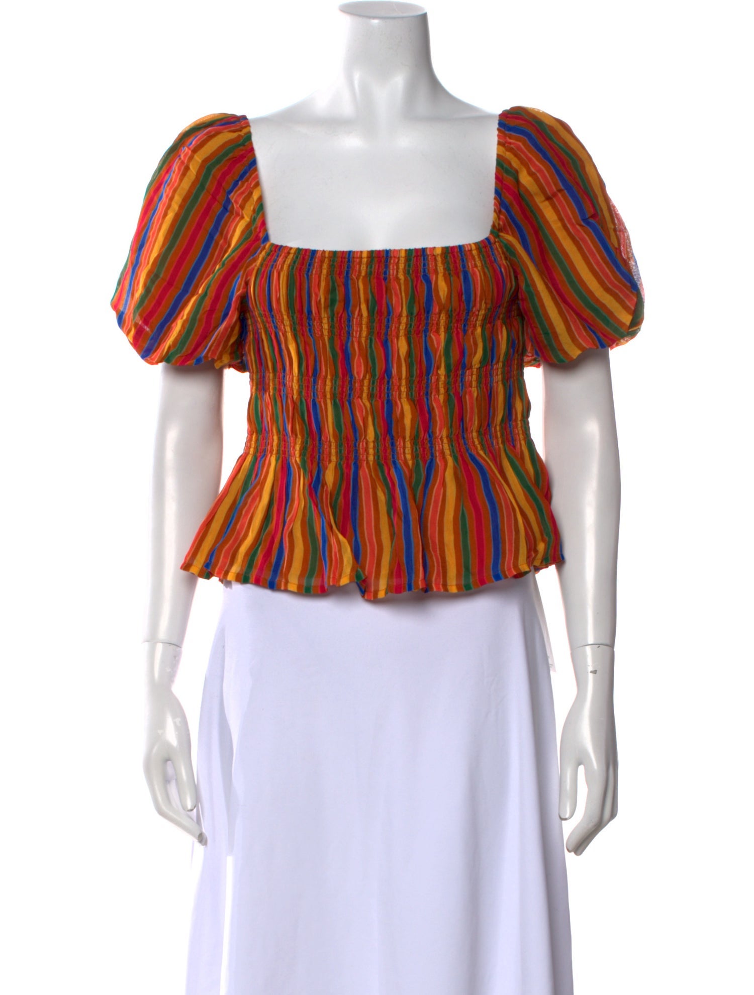 Mother Striped Square Neckline Crop Top