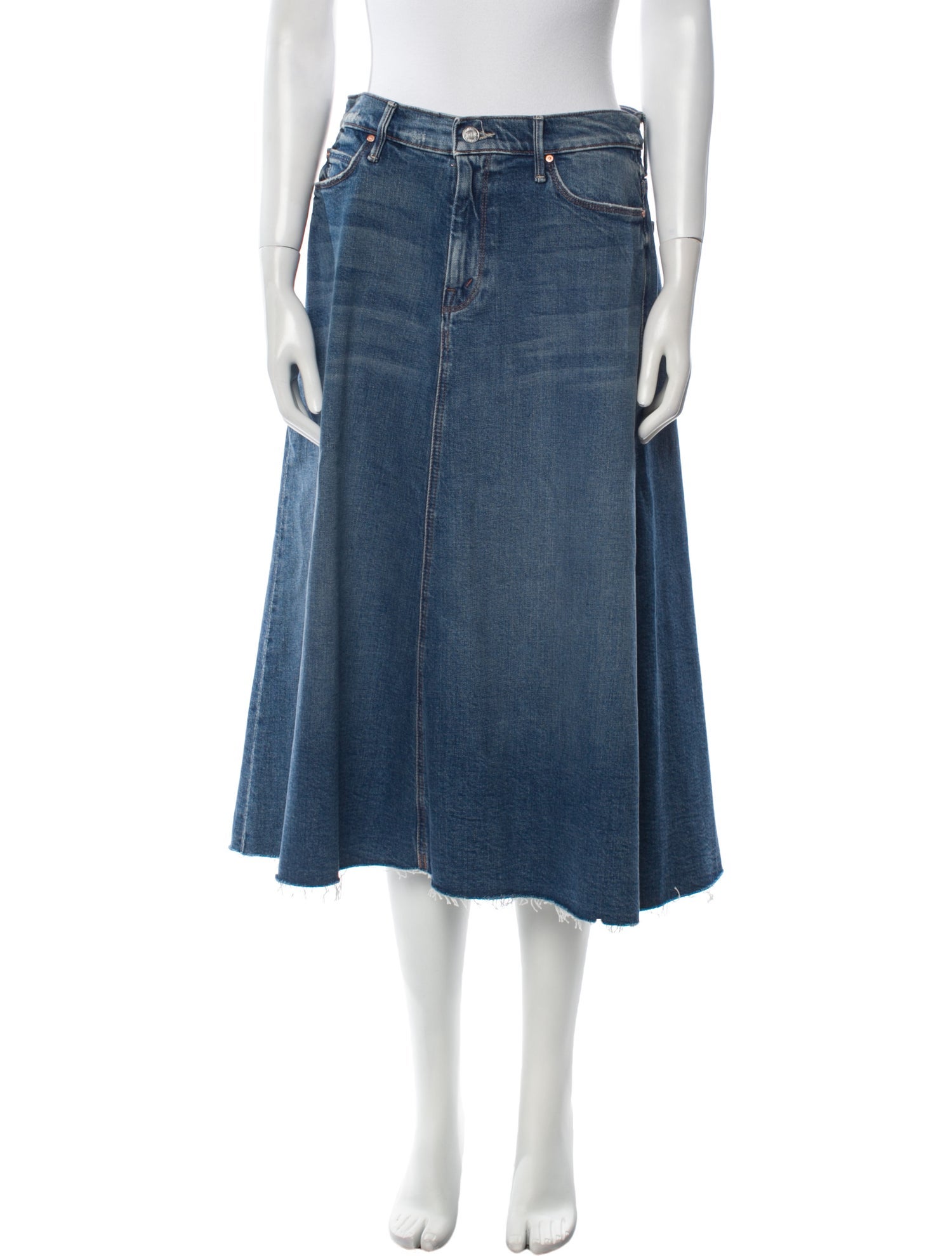 Mother Distressed Accents Midi Length Skirt