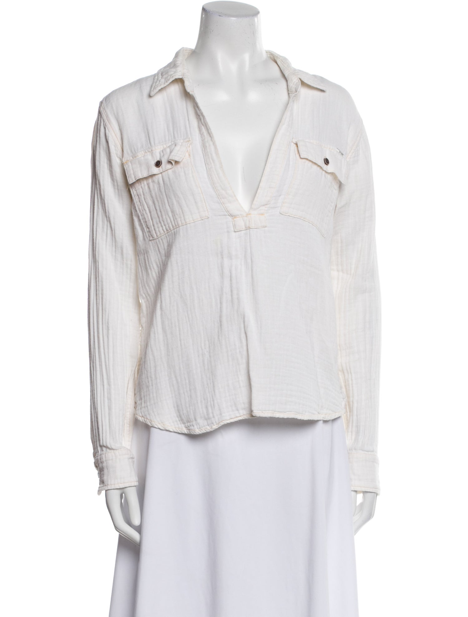 Mother Long Sleeve Button-Up Top