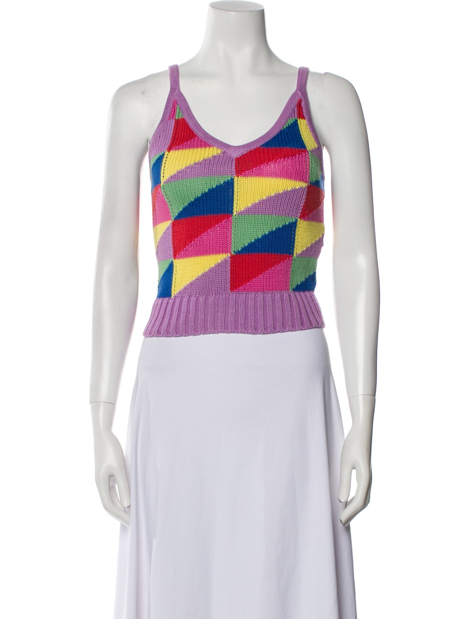 Mother Printed Scoop Neck Crop Top