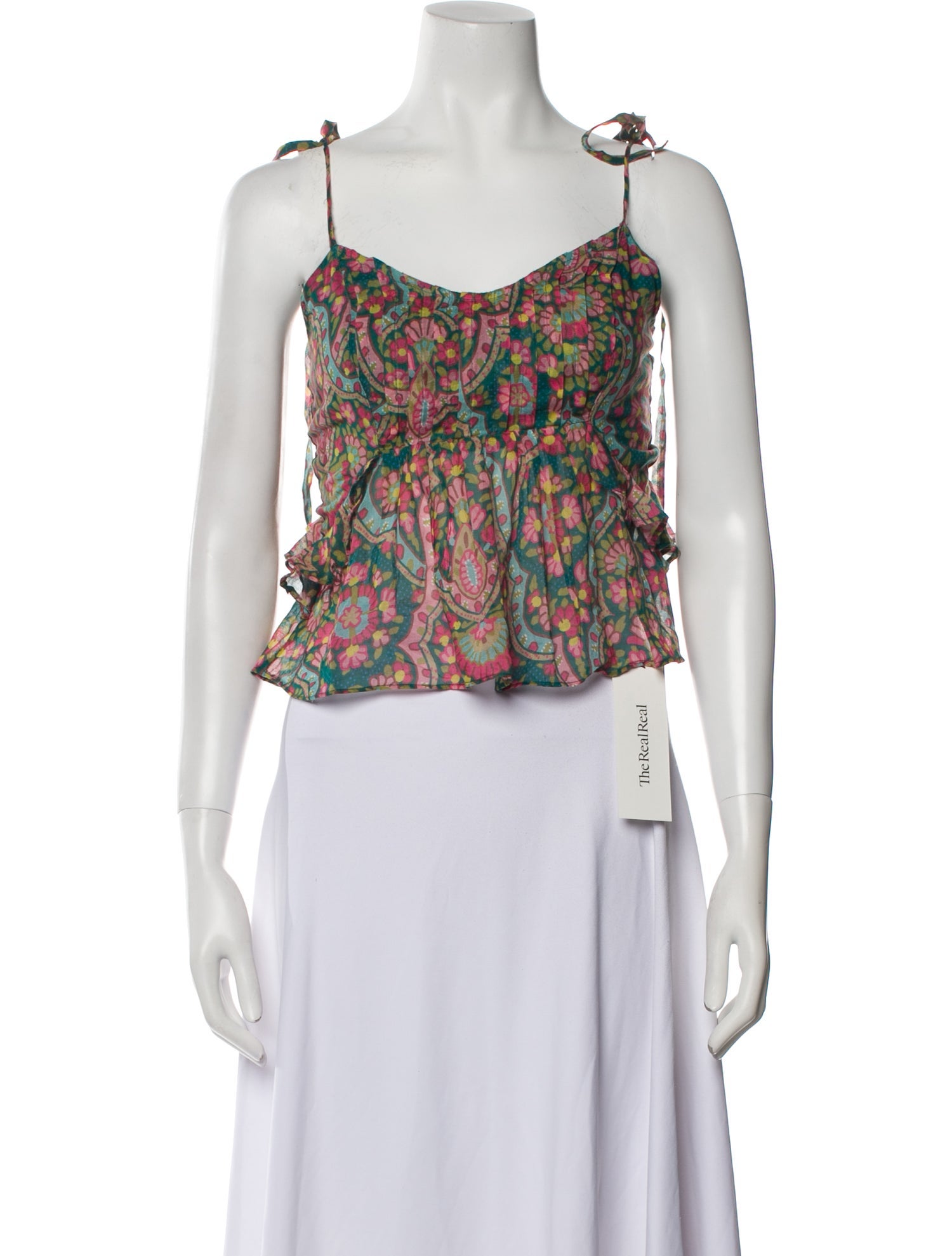 Mother Floral Print Square Neckline Crop Top