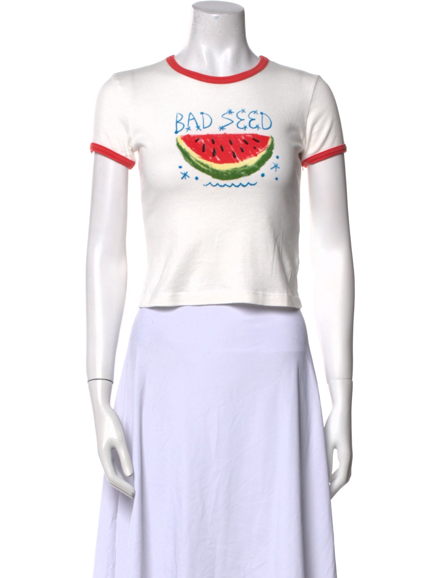 Mother Graphic Print Crew Neck Crop Top