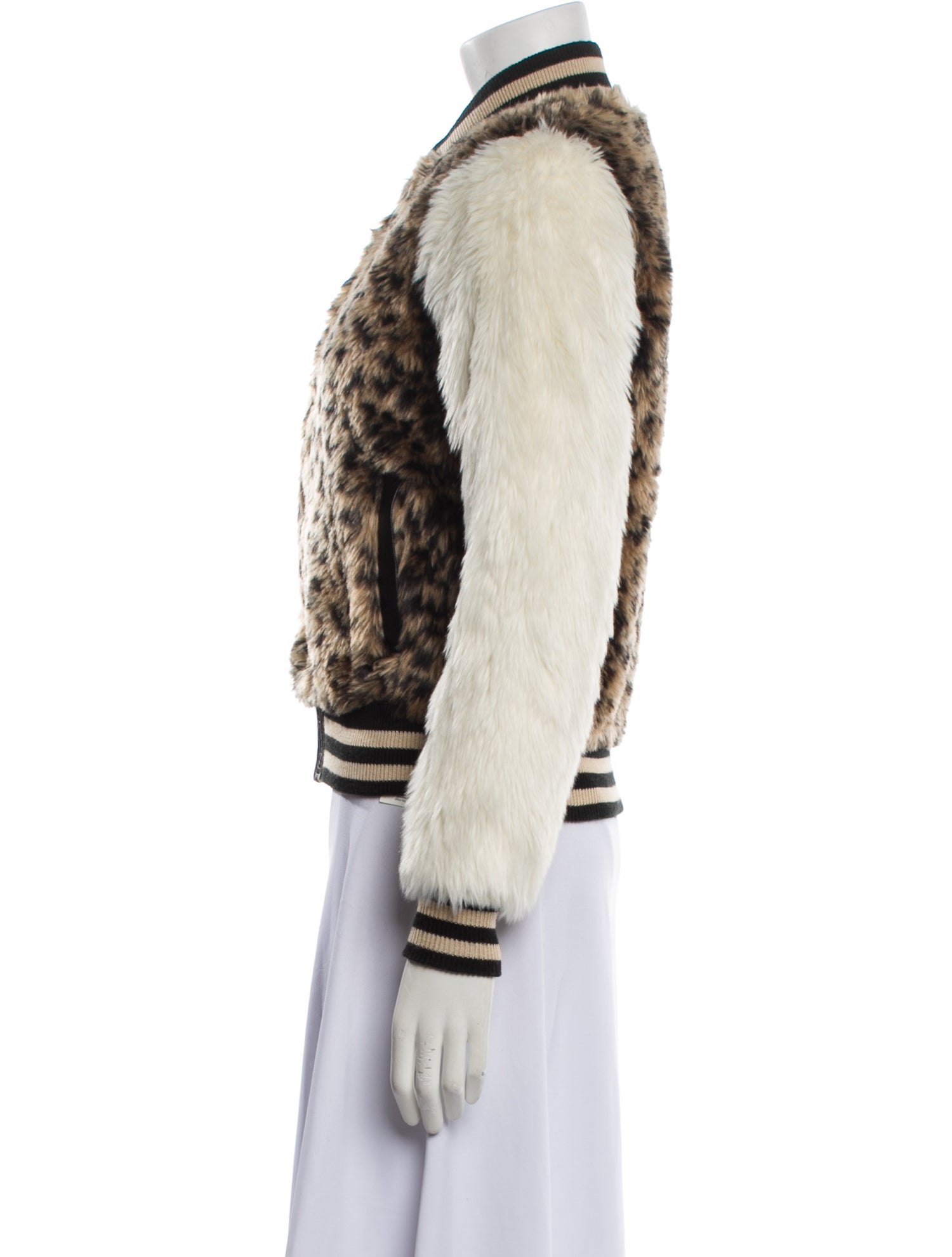 Mother Faux Fur Animal Print Bomber Jacket