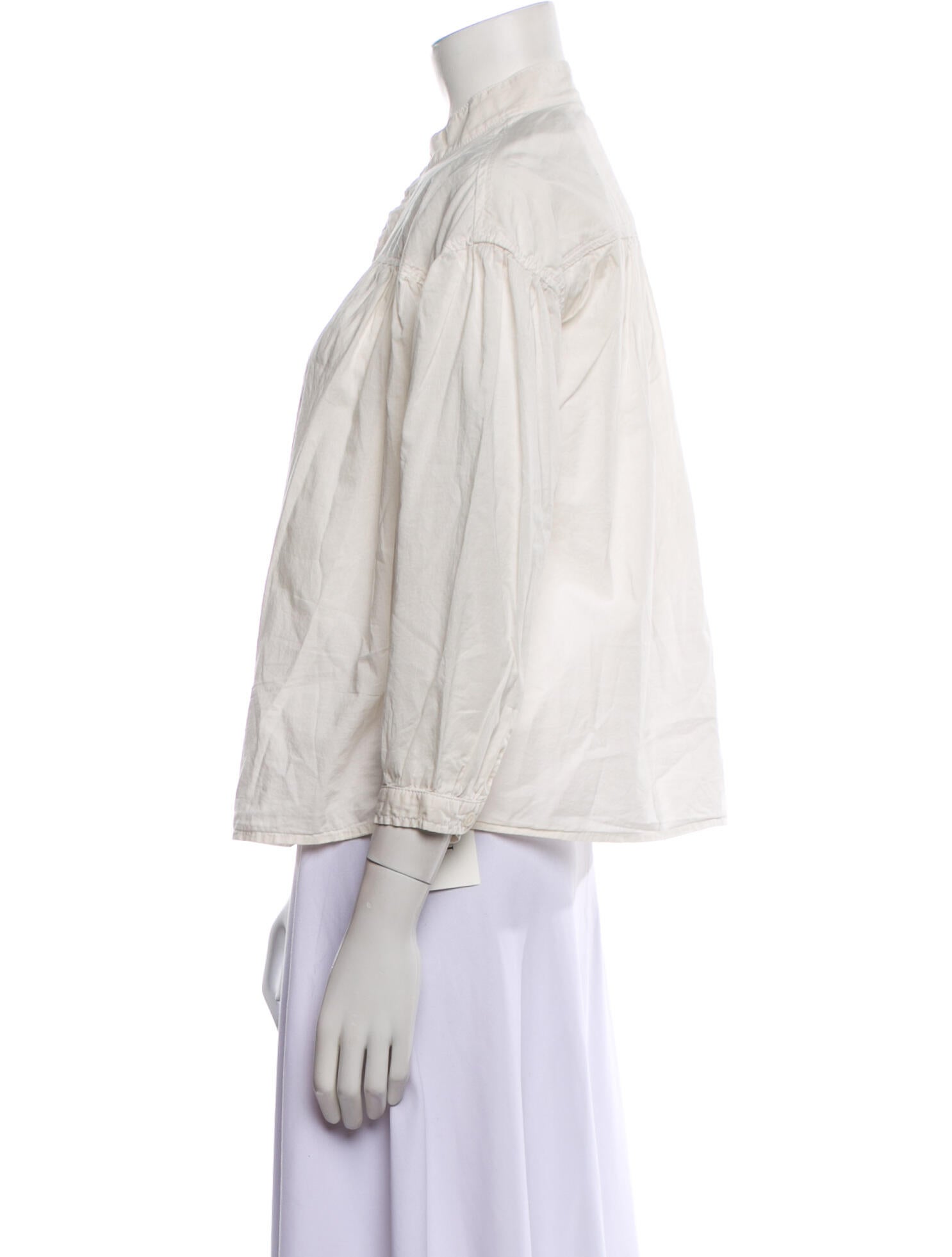 Mother Mock Neck Three-Quarter Sleeve Button-Up Top w/ Tags