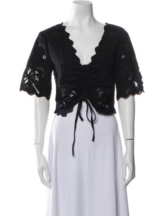 Mother Eyelet V-Neck Crop Top