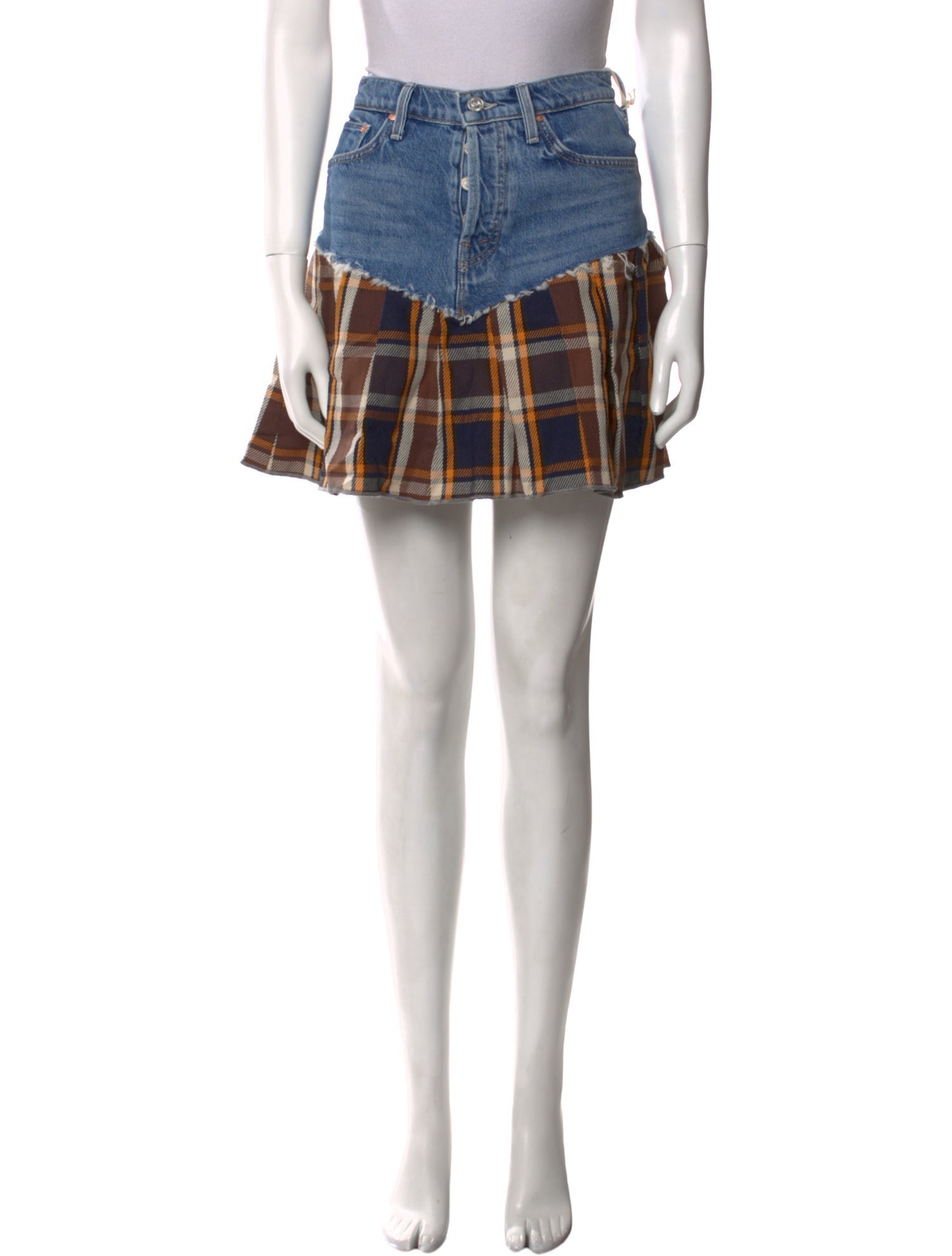 Mother Plaid Print Mini Skirt w/ Tags