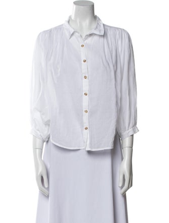Mother Three-Quarter Sleeve Button-Up Top
