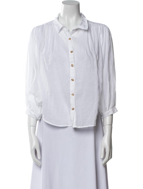 Mother Three-Quarter Sleeve Button-Up Top