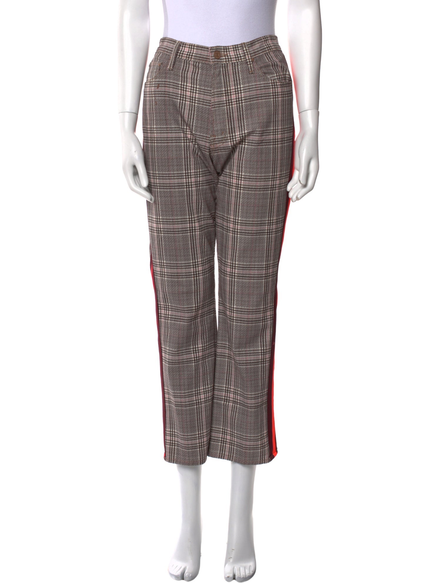 Mother Plaid Print Straight Leg Pants