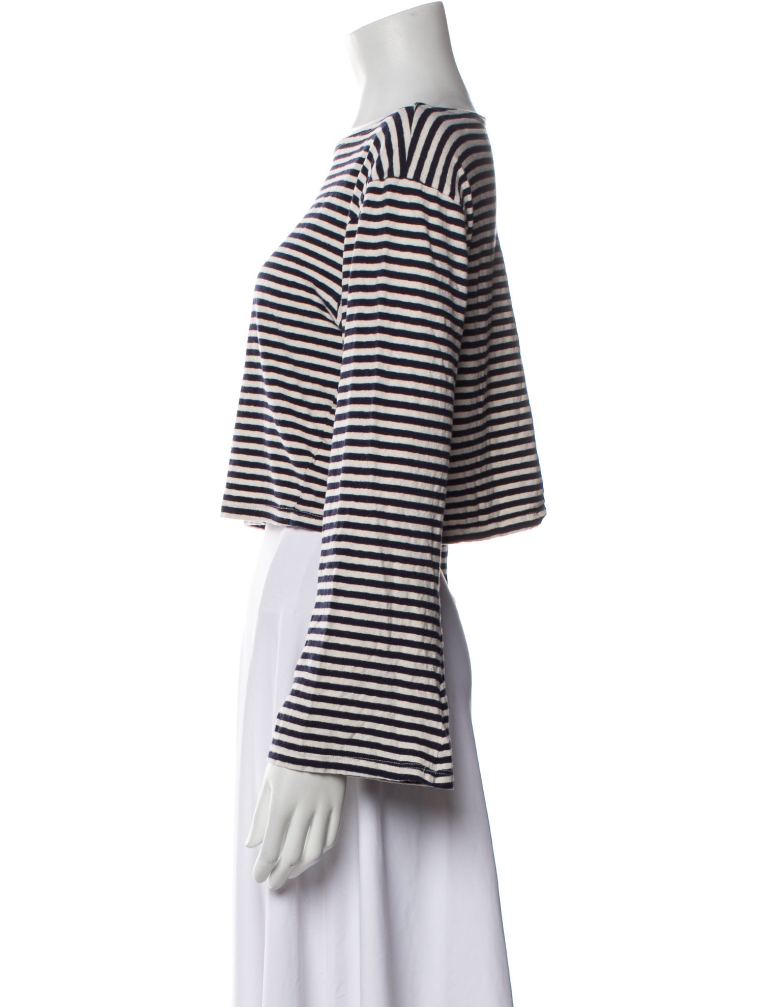 Mother Striped Bateau Neckline Crop Top