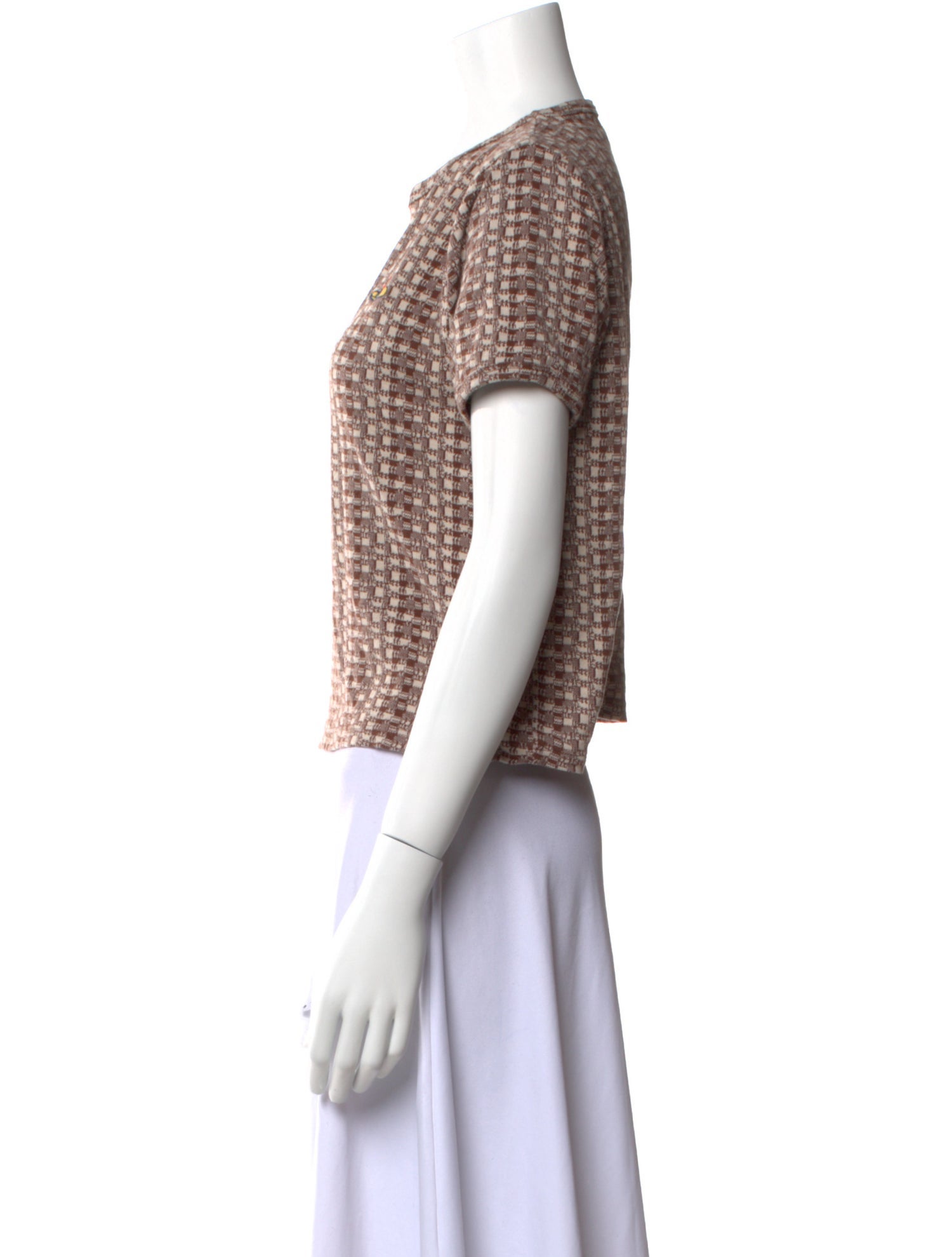 Mother Printed Crew Neck Crop Top