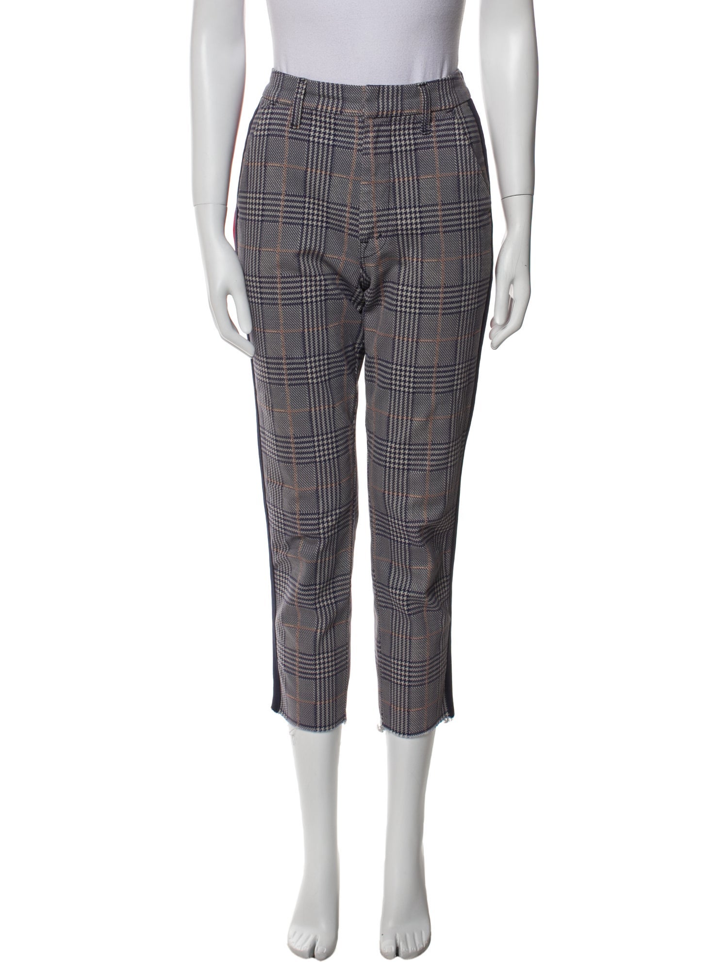 Mother Plaid Print Straight Leg Pants
