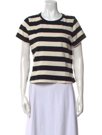 Mother Striped Crew Neck Crop Top