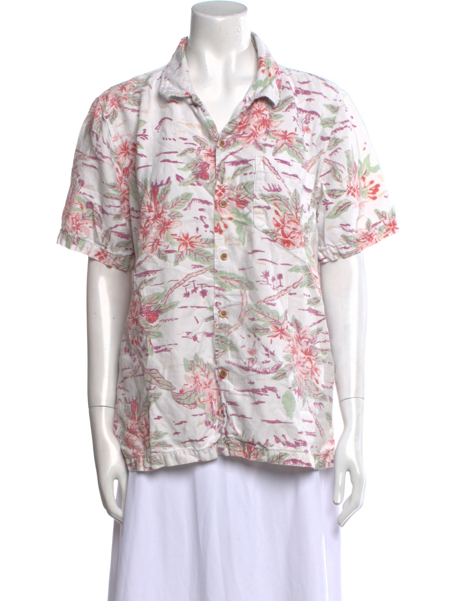 Mother Floral Print Short Sleeve Button-Up Top