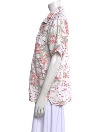 Mother Floral Print Short Sleeve Button-Up Top