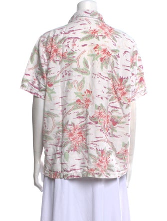 Mother Floral Print Short Sleeve Button-Up Top