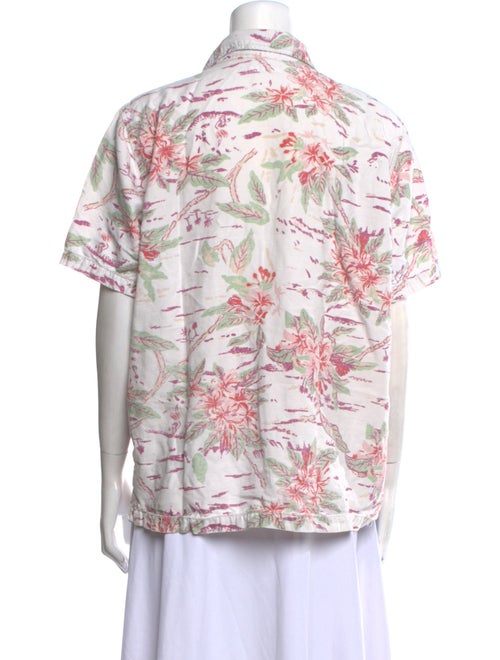 Mother Floral Print Short Sleeve Button-Up Top