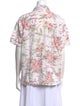Mother Floral Print Short Sleeve Button-Up Top