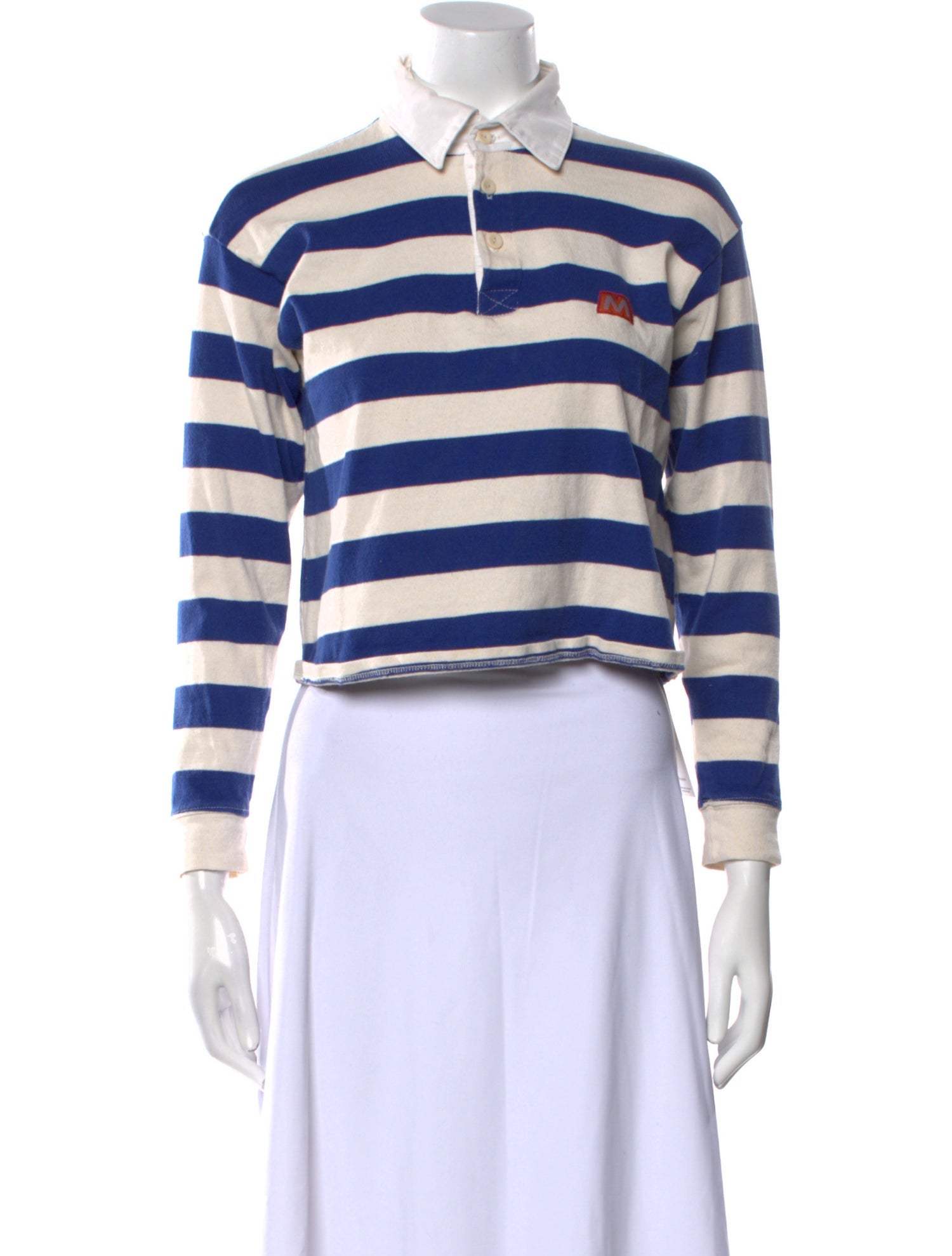 Mother Striped Long Sleeve Crop Top