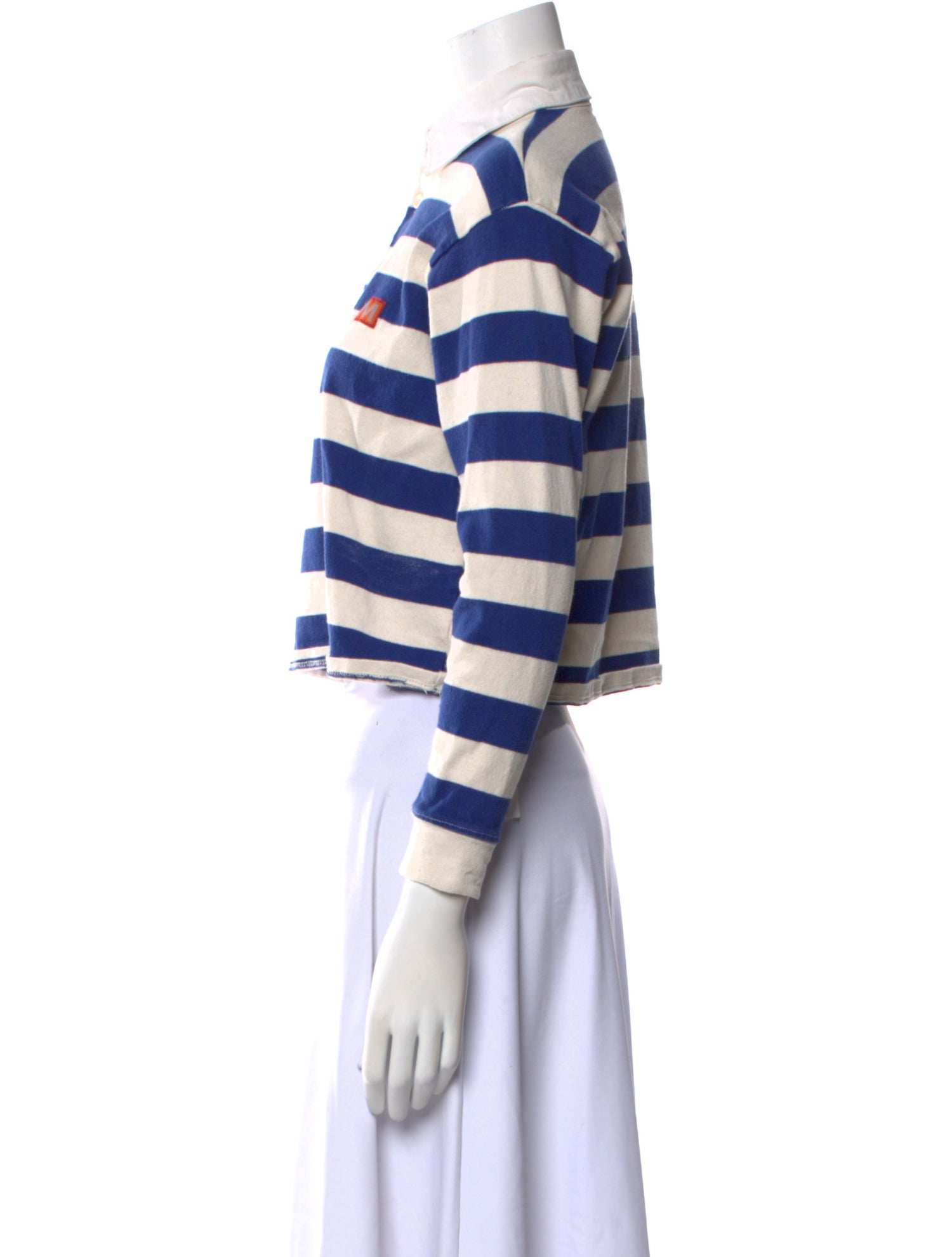 Mother Striped Long Sleeve Crop Top