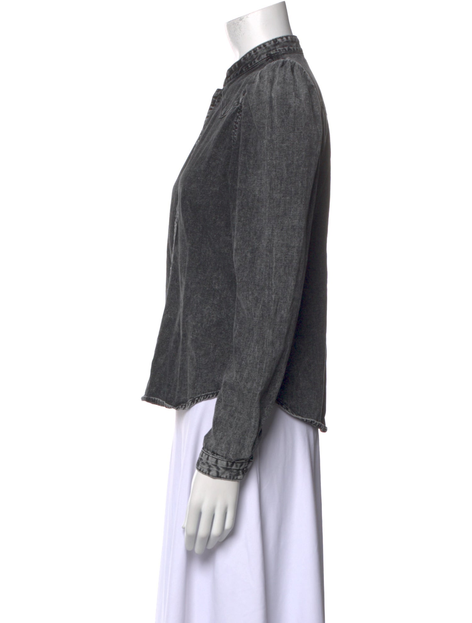 Mother Mock Neck Long Sleeve Button-Up Top