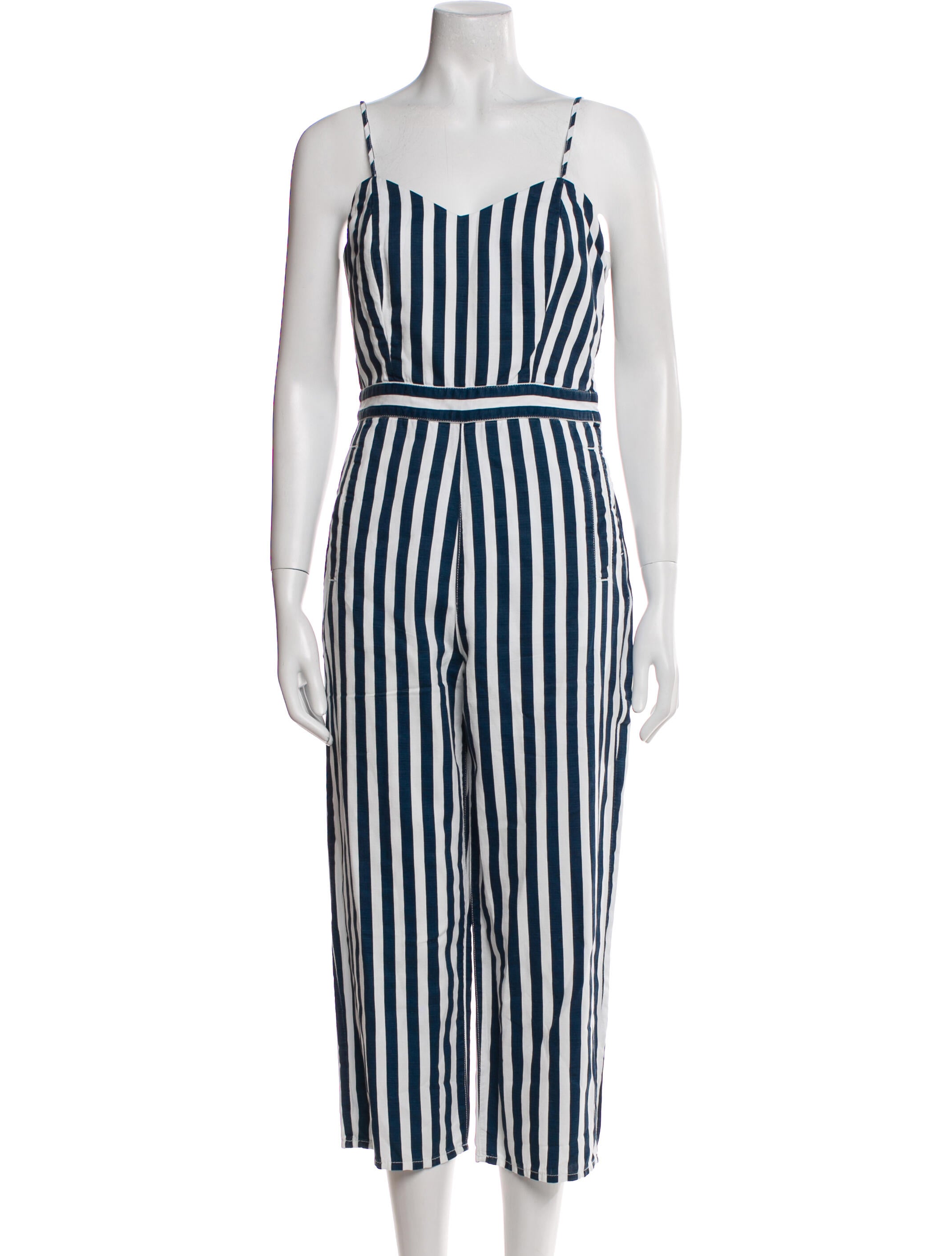 Mother Striped V-Neck Jumpsuit