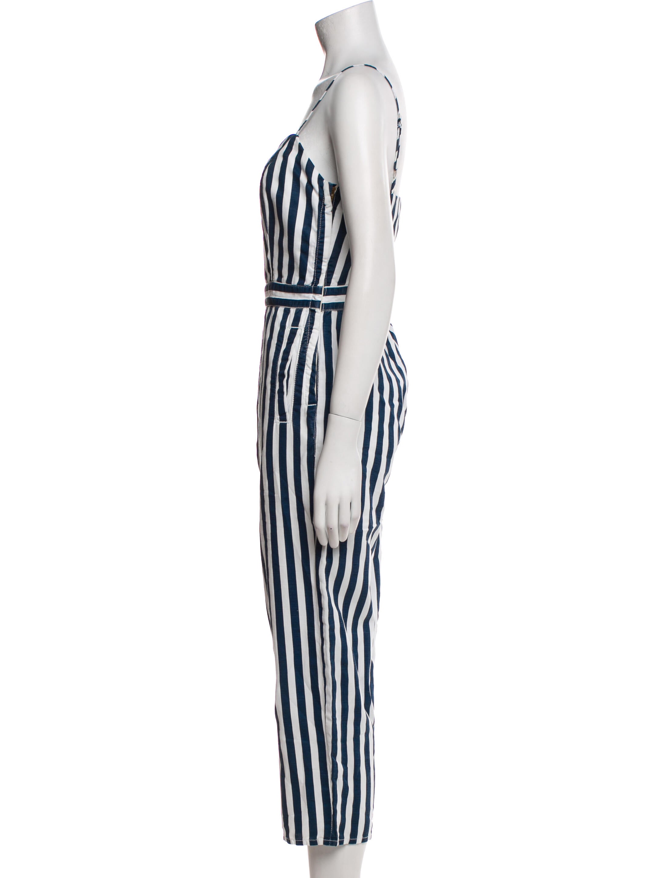 Mother Striped V-Neck Jumpsuit