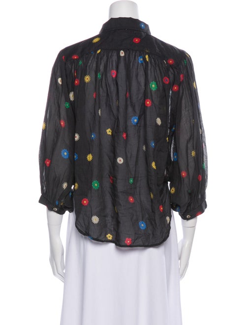 Mother Polka Dot Print Three-Quarter Sleeve Button-Up Top