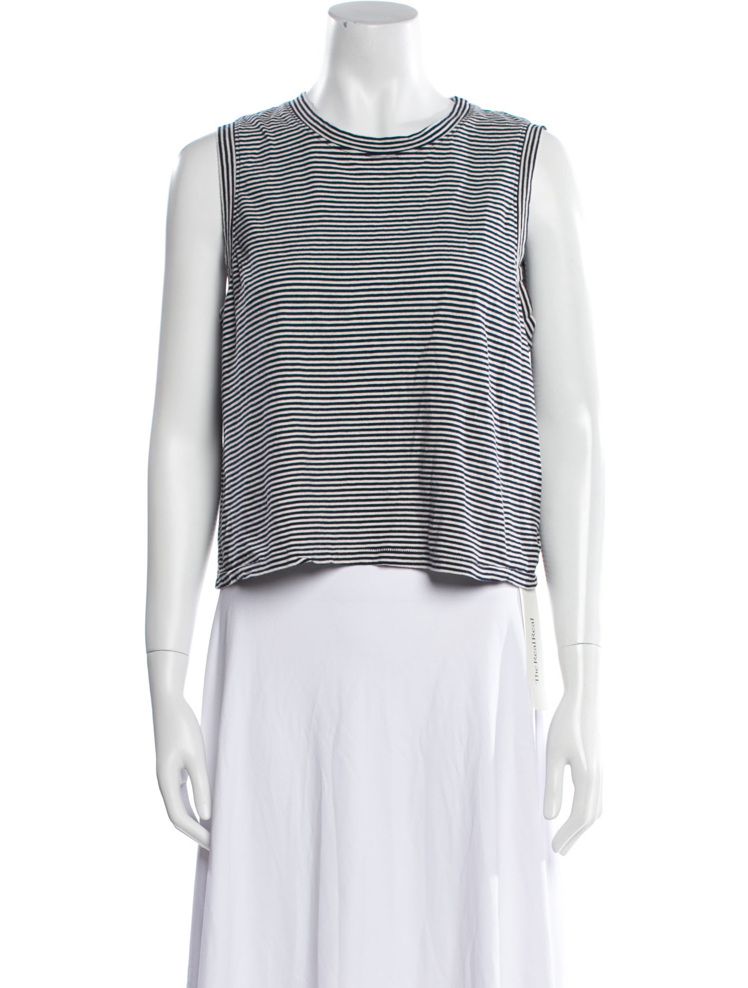 Mother Striped Crew Neck Crop Top