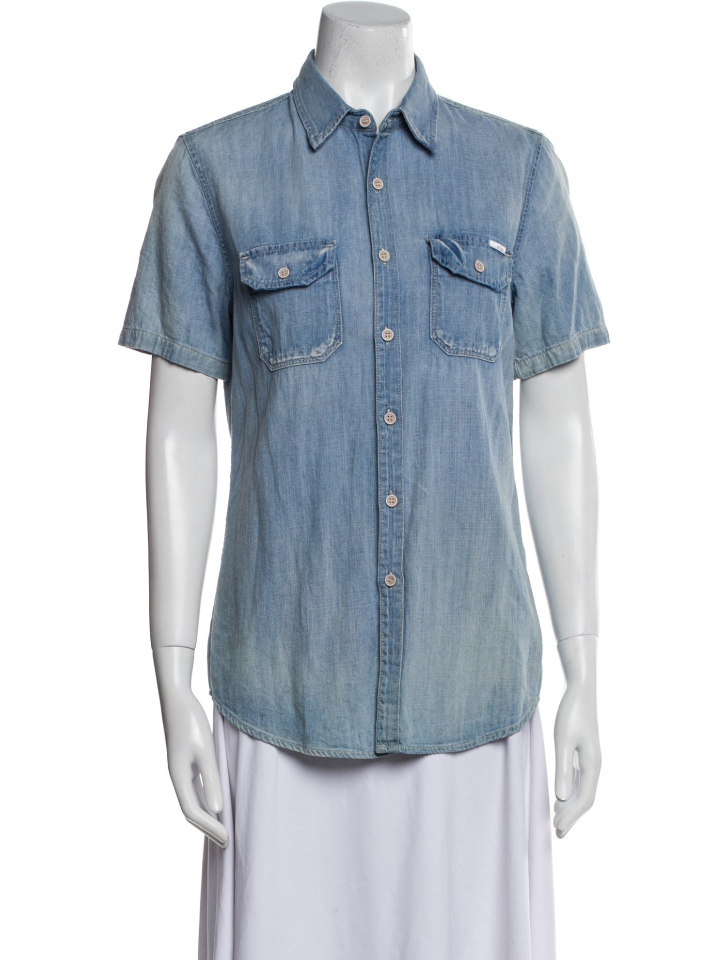 Mother Short Sleeve Button-Up Top
