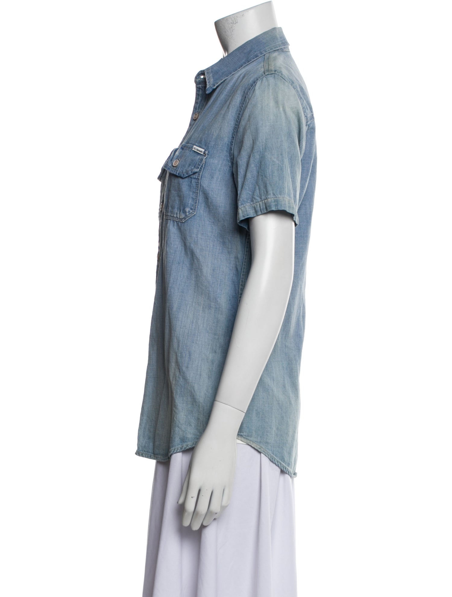 Mother Short Sleeve Button-Up Top