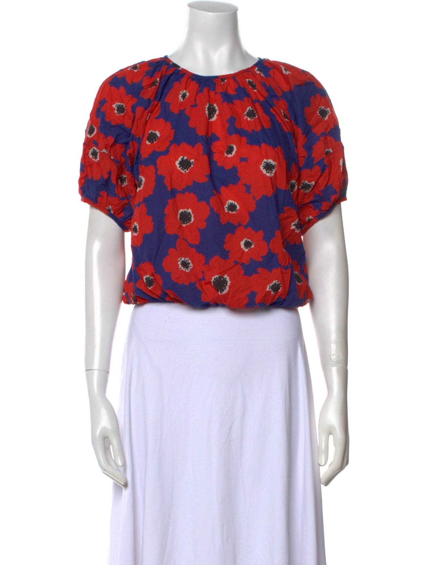 Mother Floral Print Crew Neck Crop Top