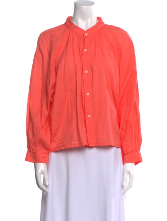 Mother Mock Neck Long Sleeve Button-Up Top