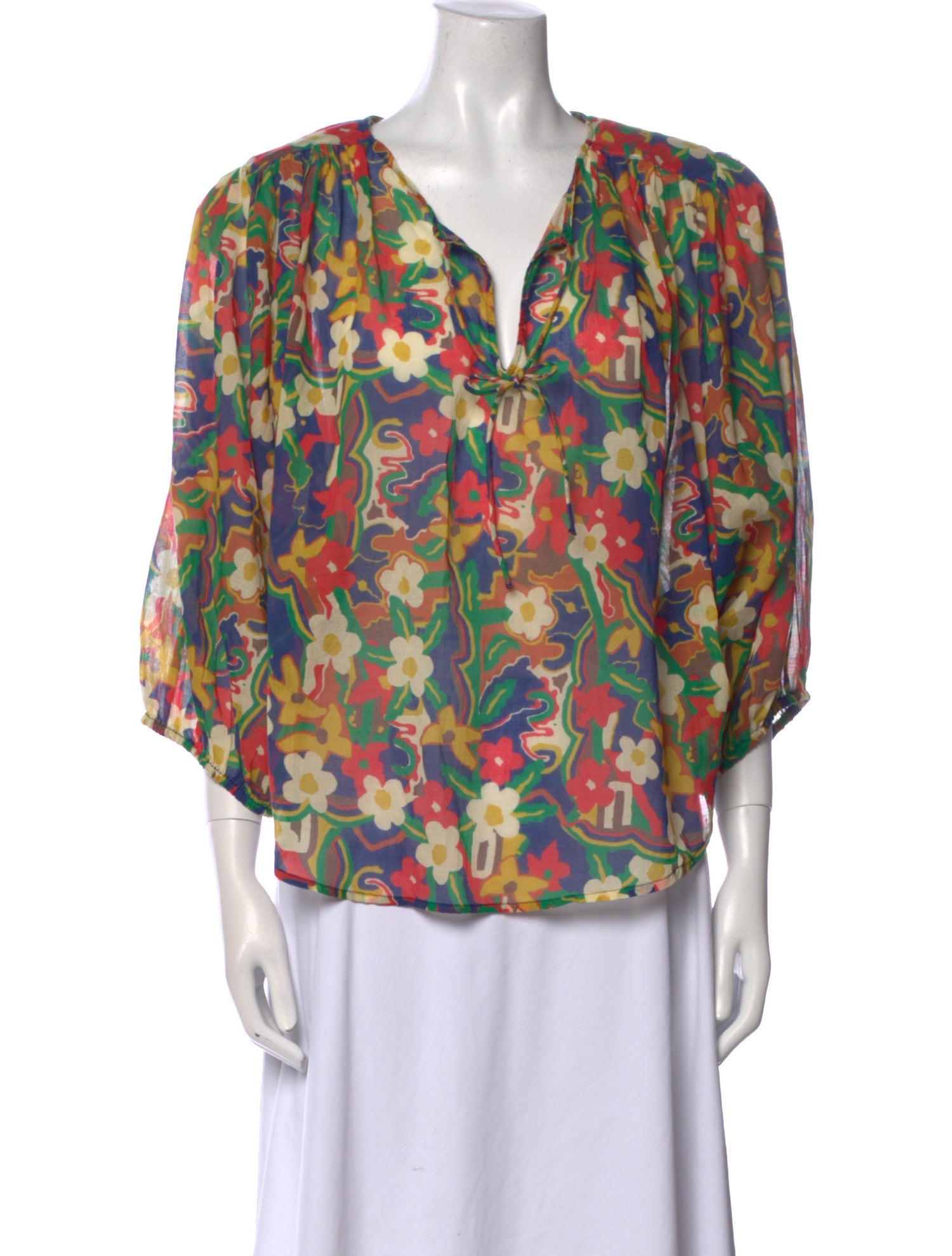 Mother Floral Print V-Neck Blouse
