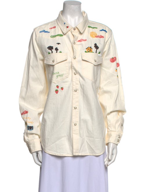 Mother Printed Long Sleeve Button-Up Top