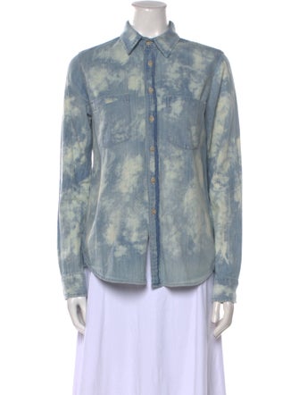 Mother Tie-Dye Print Long Sleeve Button-Up Top