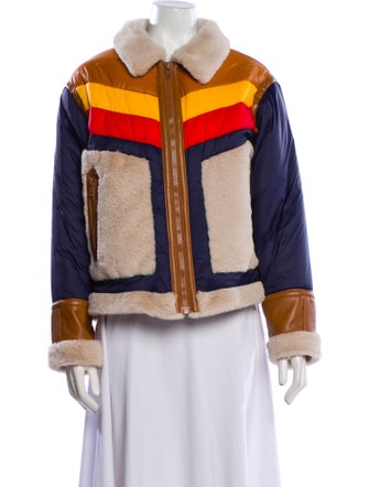Mother Colorblock Pattern Faux Fur Jacket