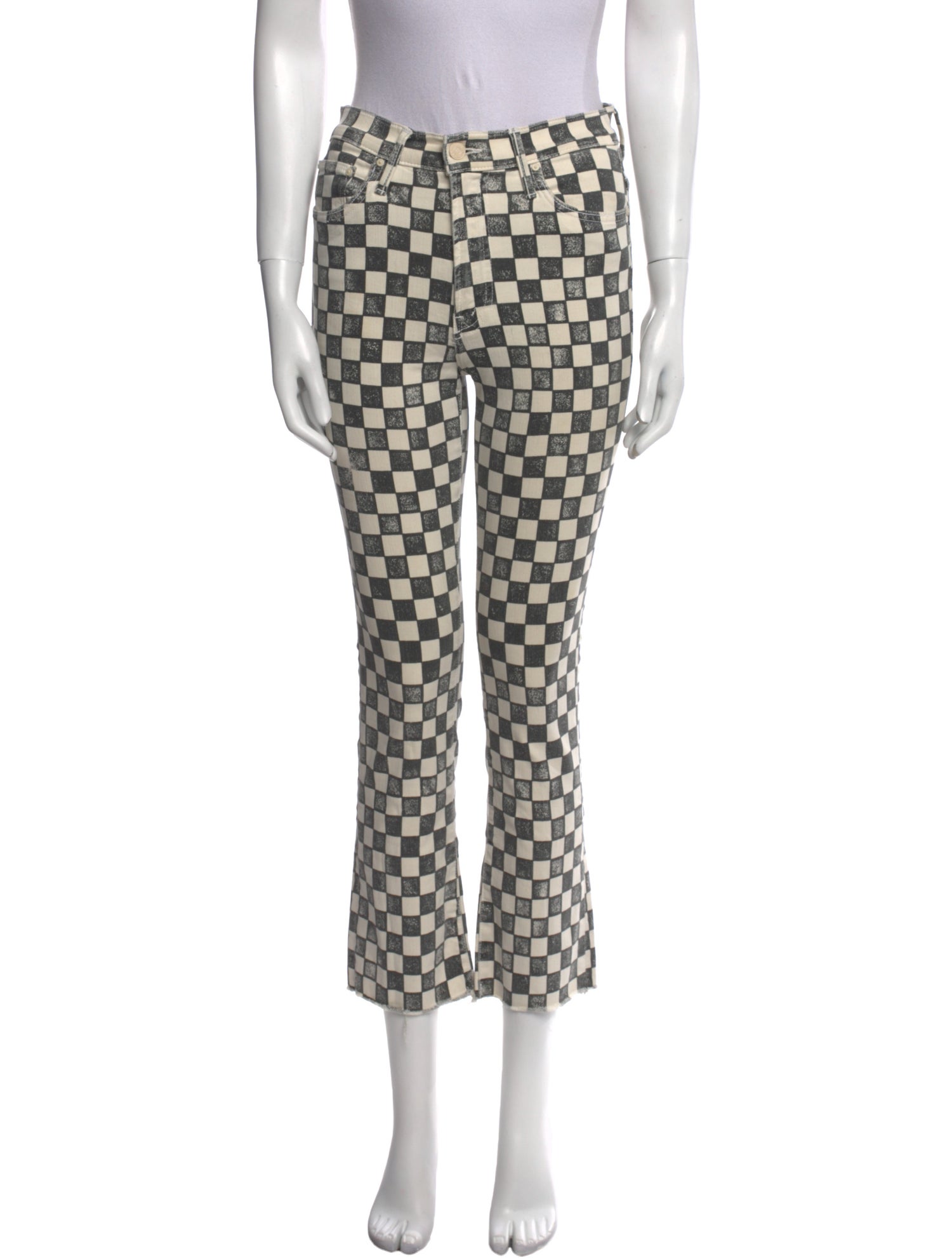 Mother Plaid Print Straight Leg Pants