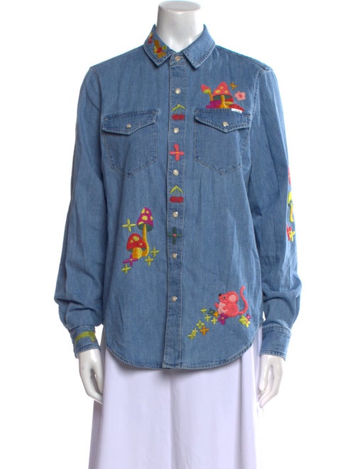 Mother Printed Long Sleeve Button-Up Top