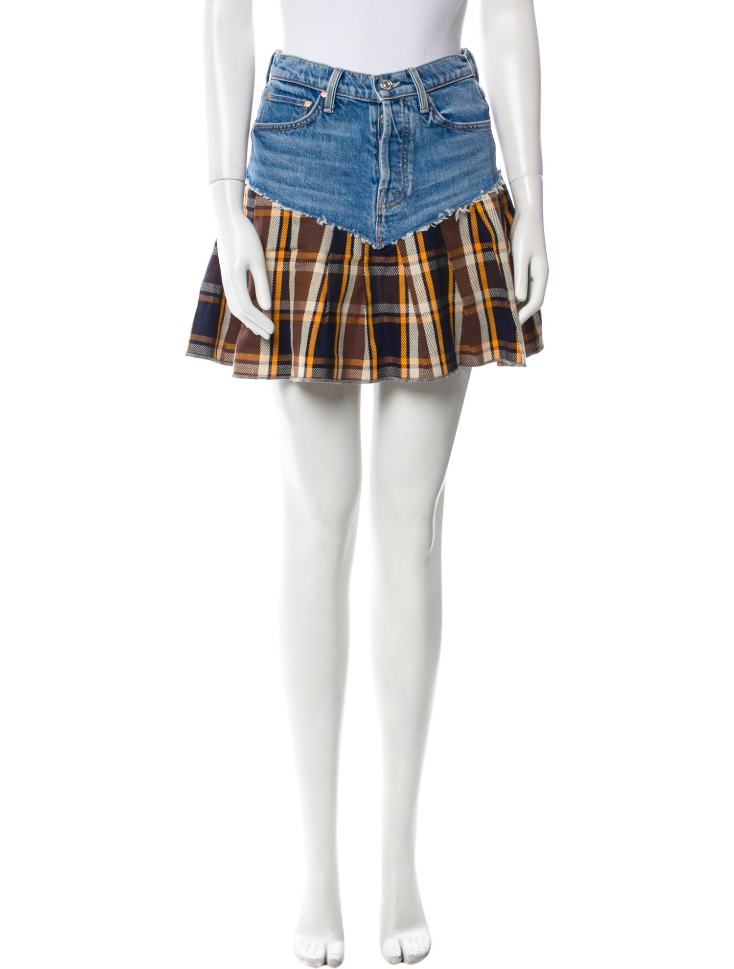 Mother Plaid Print Mini Skirt w/ Tags