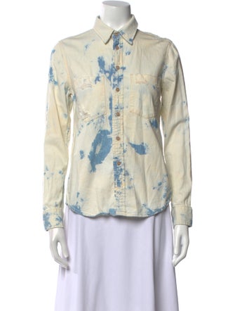 Mother Printed Long Sleeve Button-Up Top