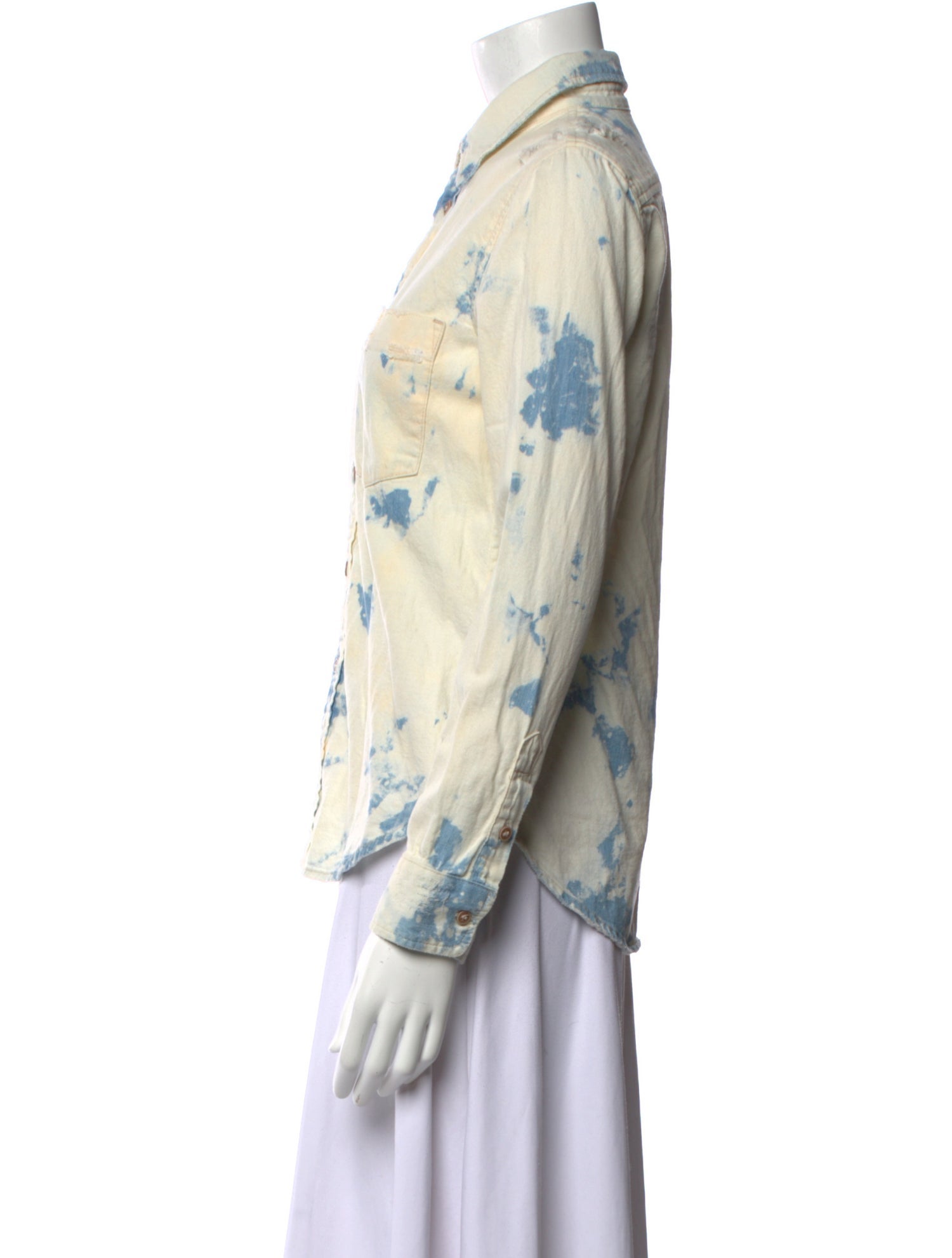 Mother Printed Long Sleeve Button-Up Top