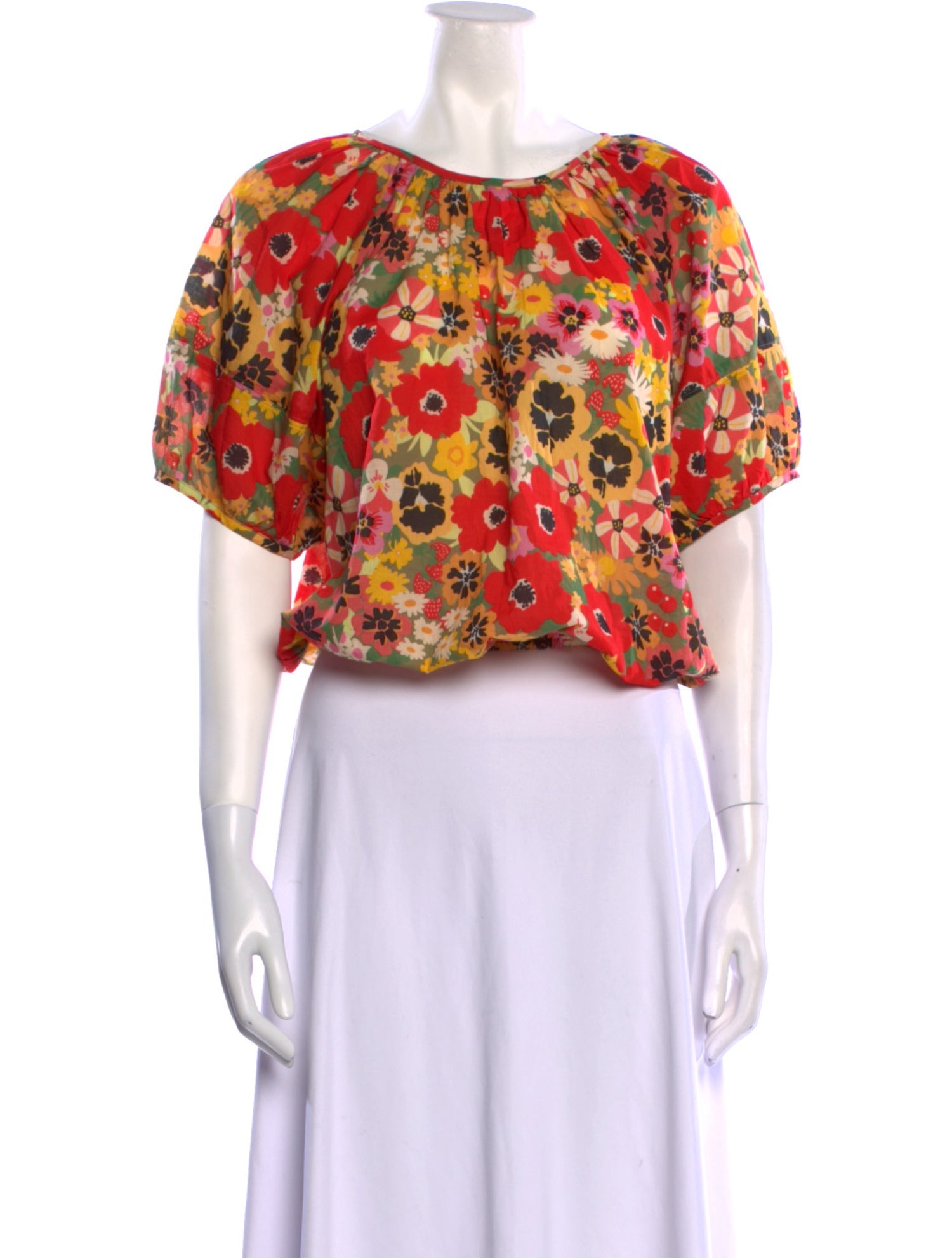 Mother Floral Print Scoop Neck Crop Top