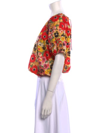 Mother Floral Print Scoop Neck Crop Top