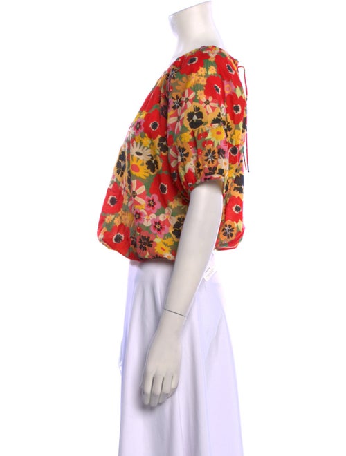 Mother Floral Print Scoop Neck Crop Top