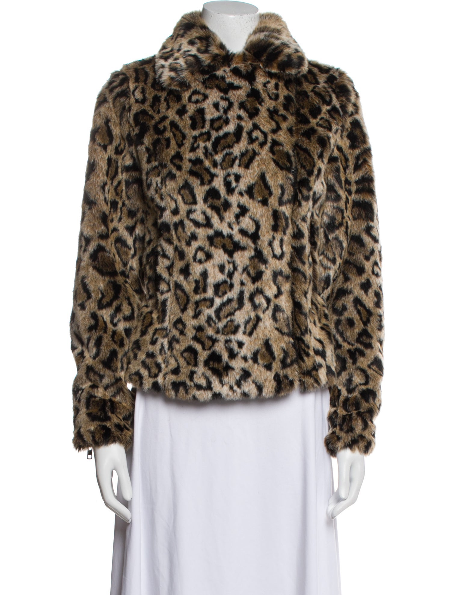 Mother Faux Fur Animal Print Faux Fur Jacket