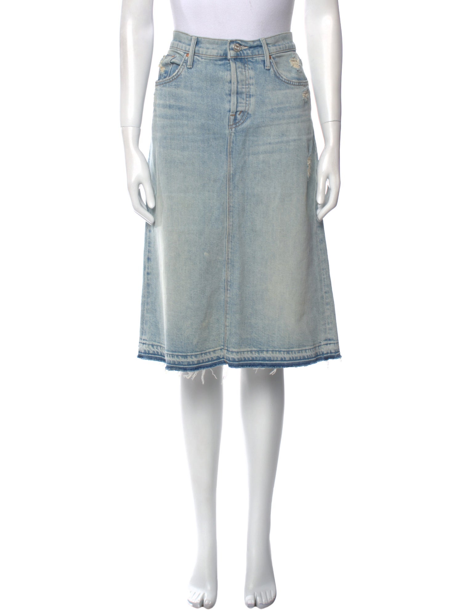 Mother Distressed Accents Knee-Length Skirt