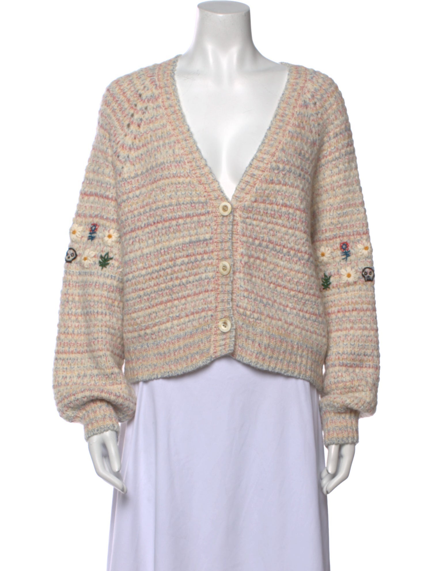 Mother Striped Plunge Neckline Sweater