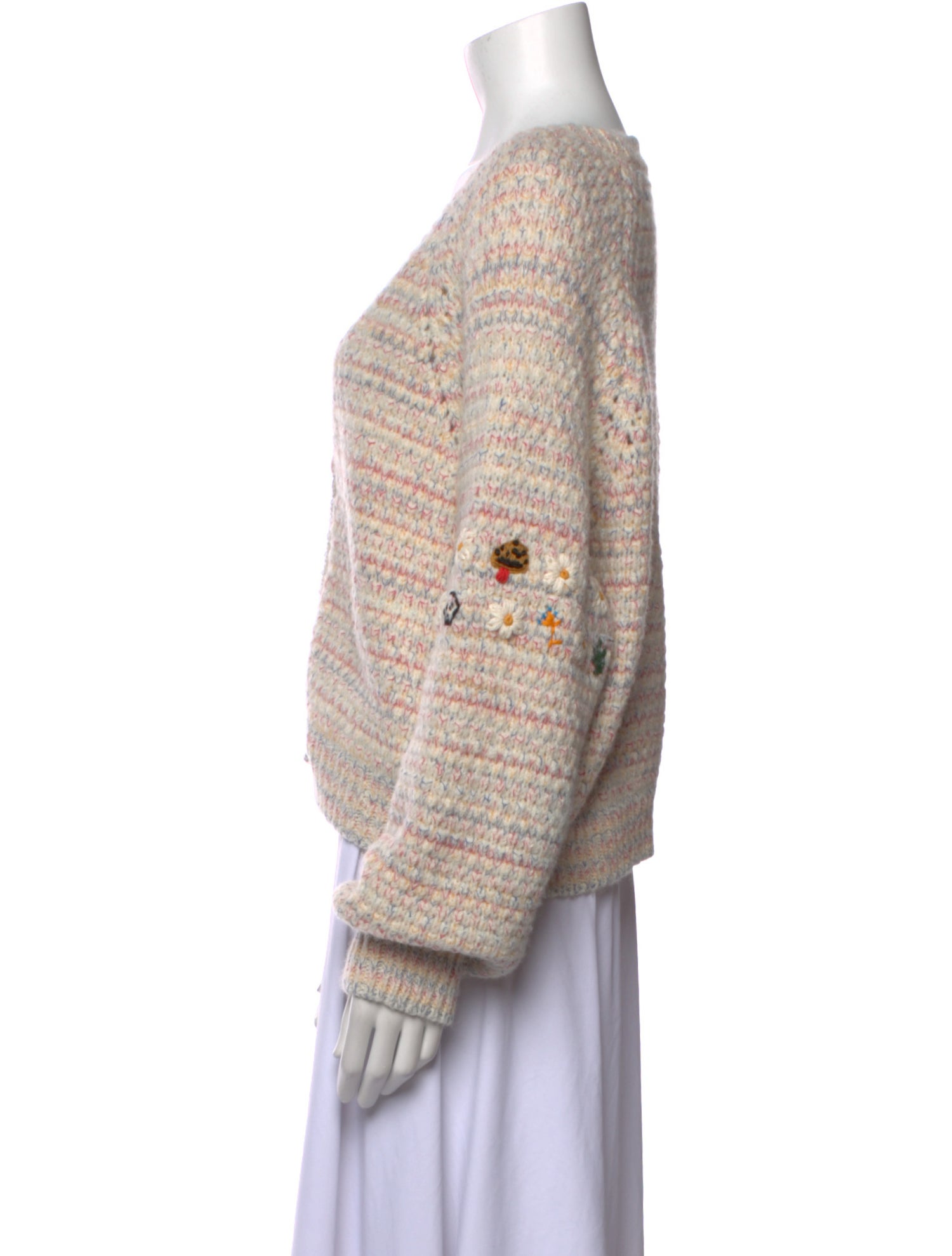 Mother Striped Plunge Neckline Sweater