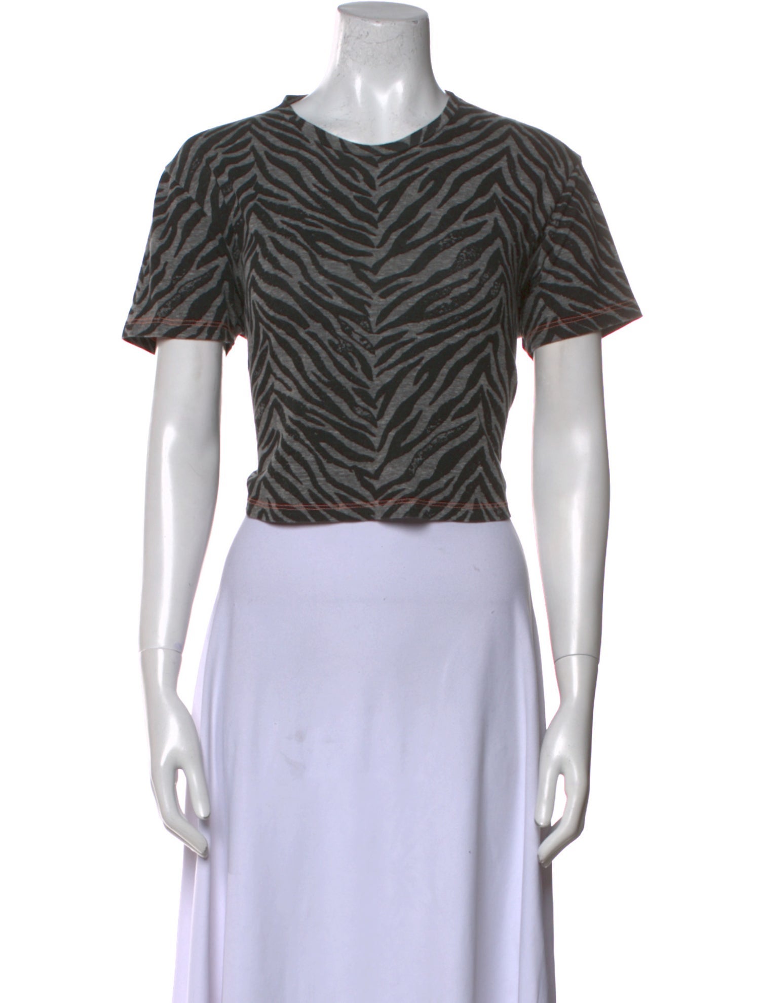 Mother Animal Print Crew Neck Crop Top